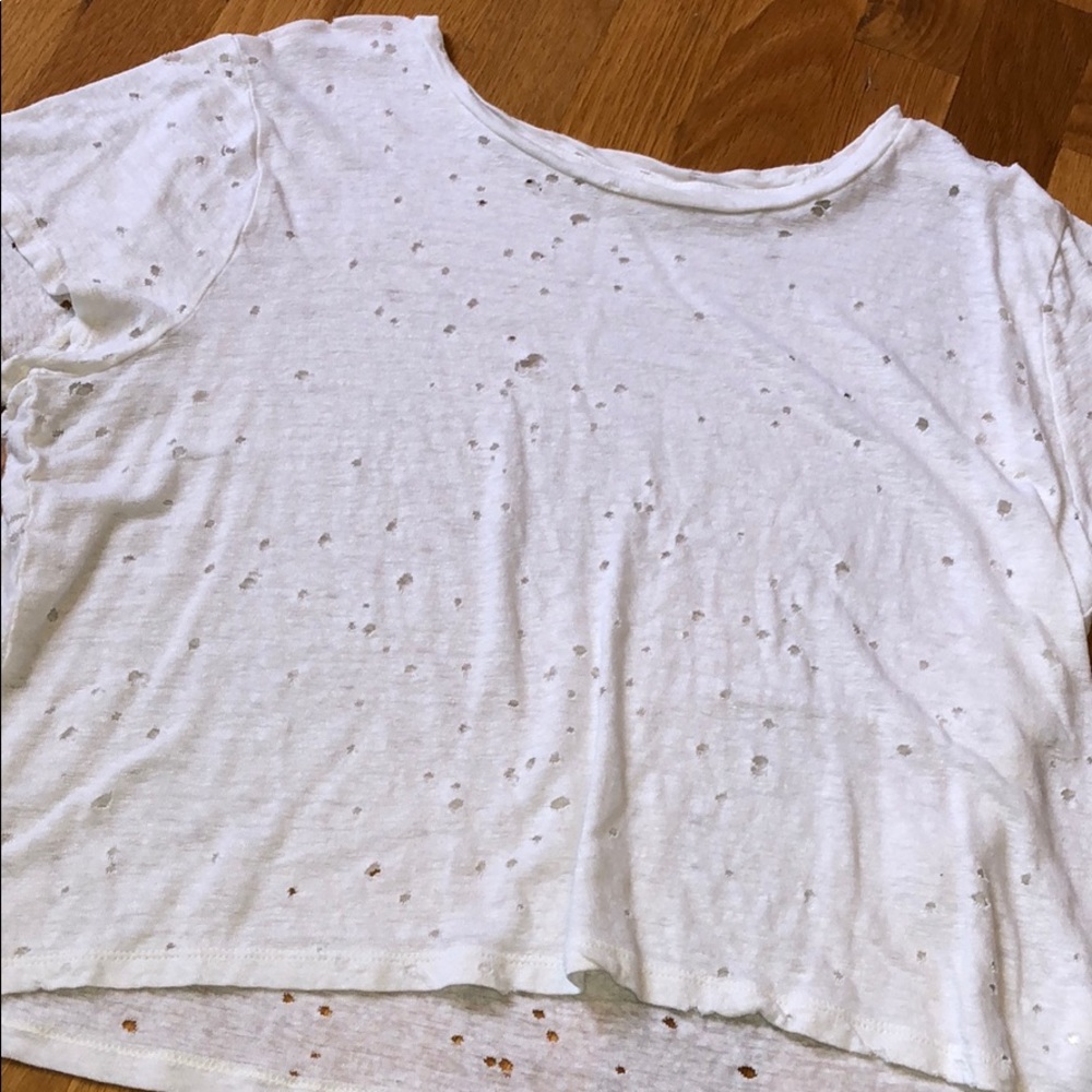 women’s white crop top with holes